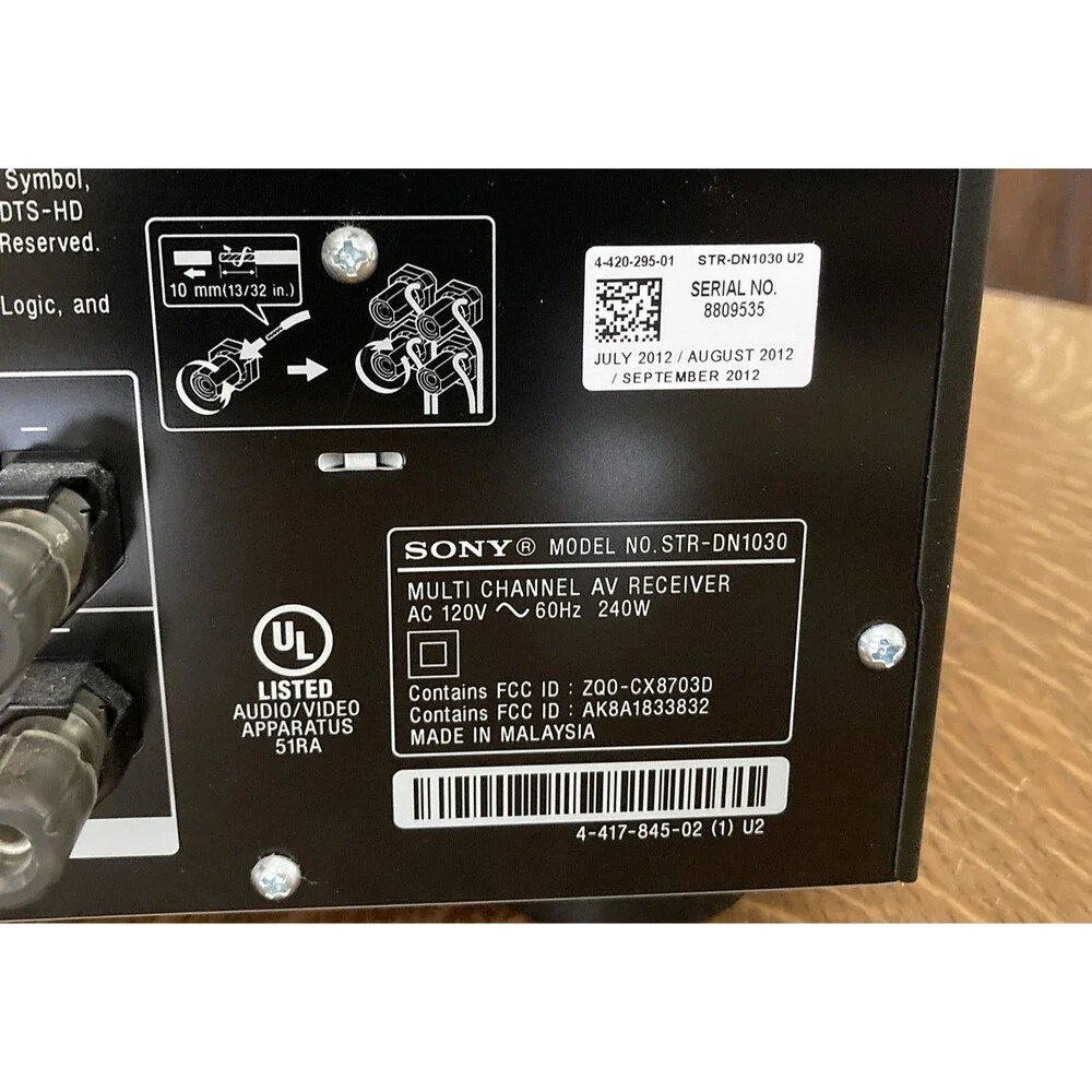 Sony STR-DN1030 7.2 ch Receiver bundle w/remote RM-AAP078 No display PARTS ONLY